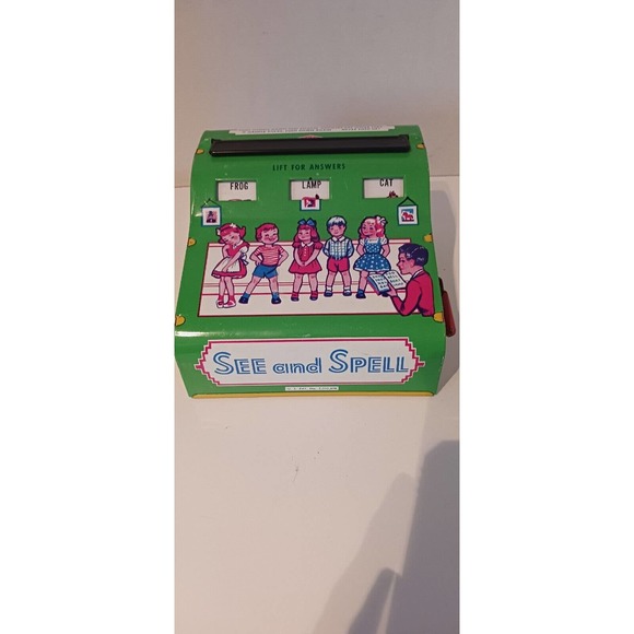 Vintage Tin Toy "See And Spell" by Wolverine Green & Yellow - Picture 1 of 8